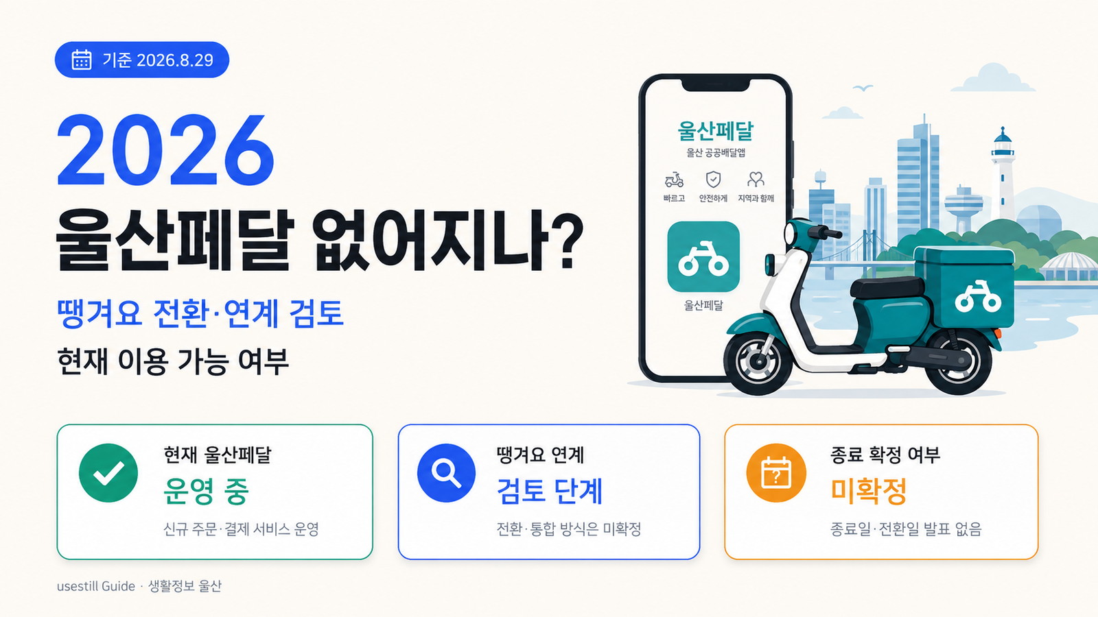 2026 울산페달 없어지나?｜땡겨요 전환·연계 검토와 현재 이용 가능 여부