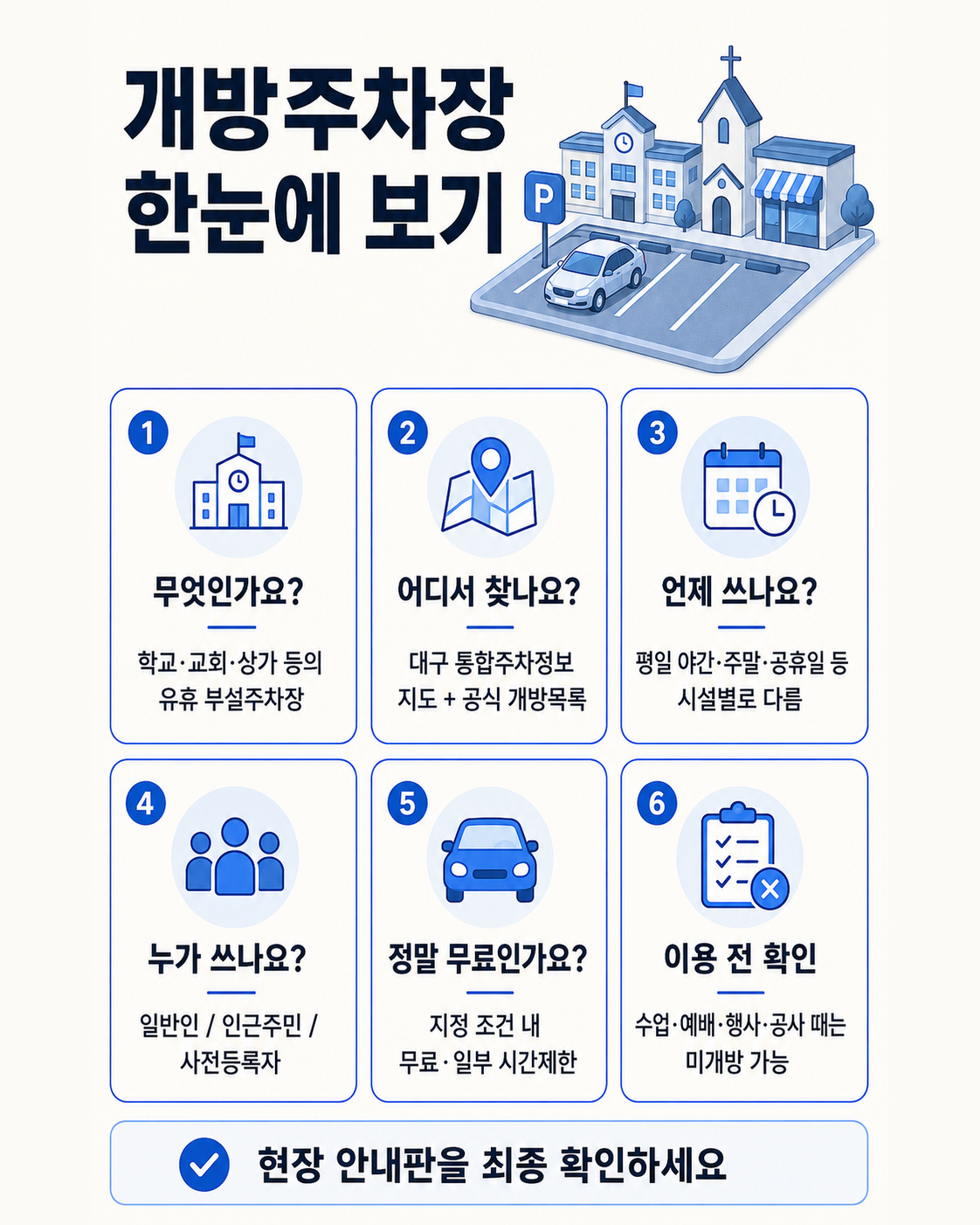 대구 개방주차장의 개념과 무료 이용시간 이용대상 사전등록 조건 정리