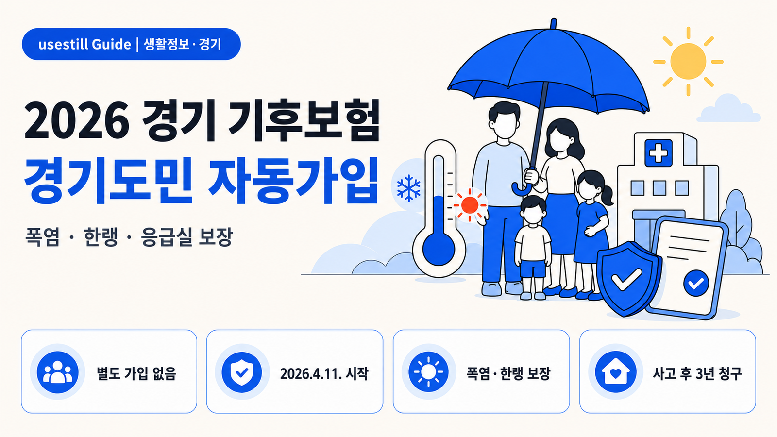 2026 경기 기후보험 총정리｜경기도민 자동가입·폭염·응급실 보장