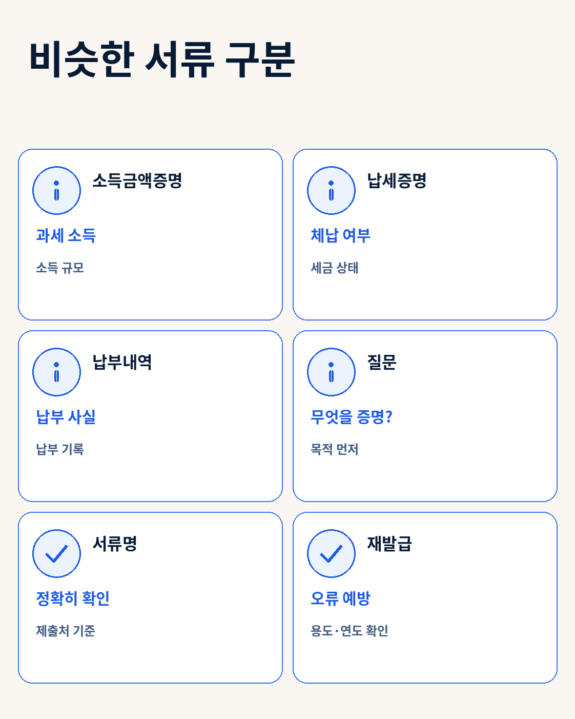 소득금액증명과 납세증명 등 세금 관련 서류를 구분하는 기준