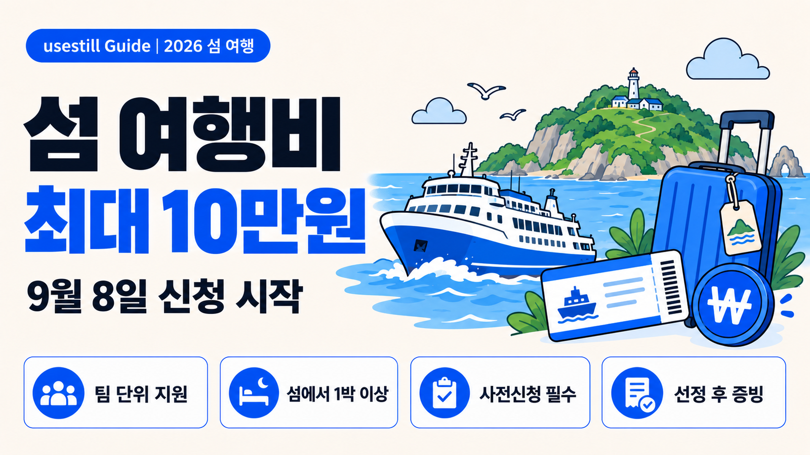 2026 섬 여행 경비 최대 10만원 지원｜9월 8일 신청·대상·여수 50% 할인