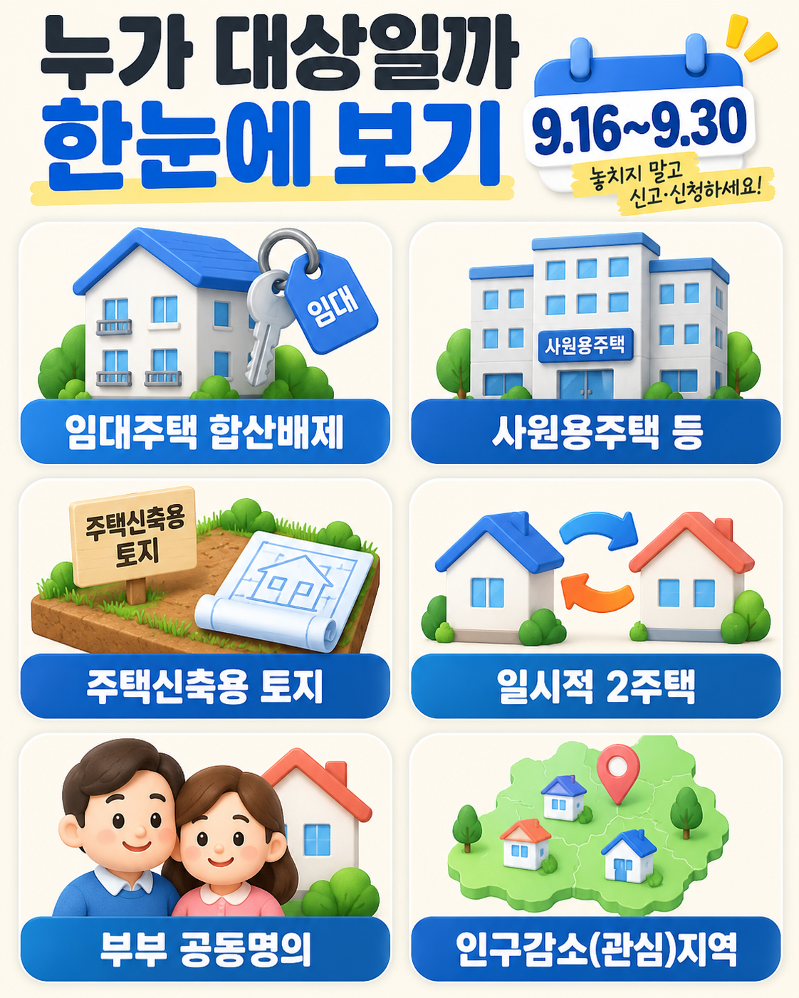 2026 종부세 합산배제와 1세대 1주택·주택 수 특례 대상 유형 한눈에 보기