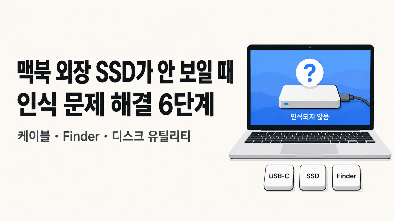 맥북 외장 SSD·USB가 안 보일 때｜Finder·디스크 유틸리티 확인