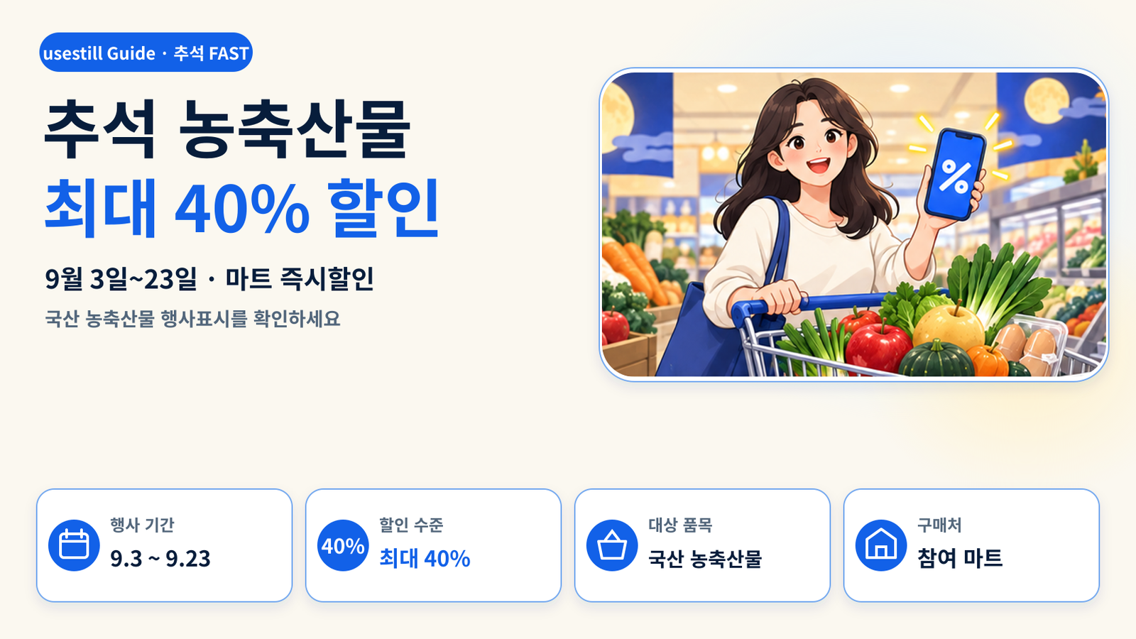 2026 추석 농축산물 최대 40% 할인｜9월 23일까지 마트에서 받는 법