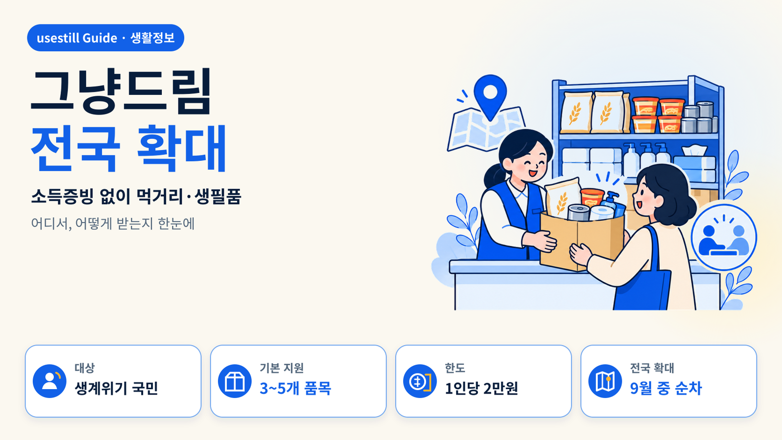 그냥드림 전국 확대|소득증빙 없이 먹거리·생필품 받는 방법