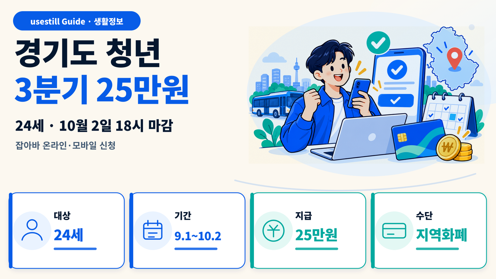 2026 경기도 청년기본소득 3분기｜24세 25만원·10월 2일까지 신청