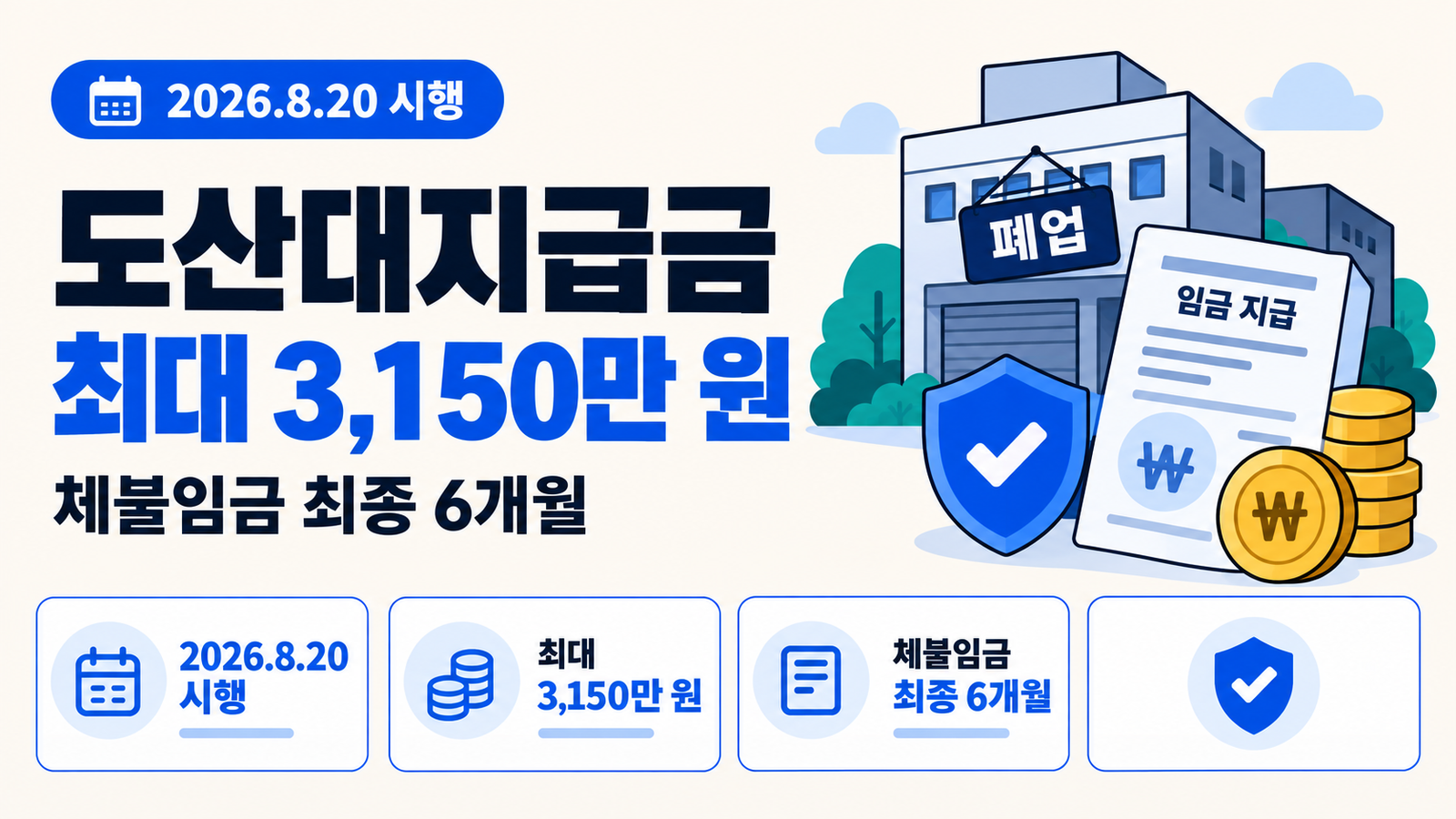도산대지급금 최대 3150만원｜체불임금 6개월 확대·신청방법