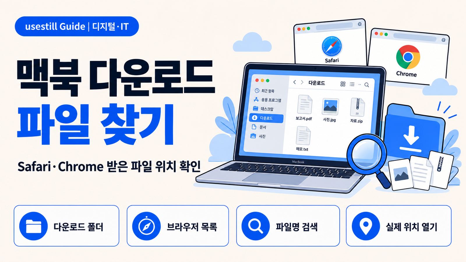 맥북 다운로드 파일 찾기｜Safari·Chrome 저장 위치 확인