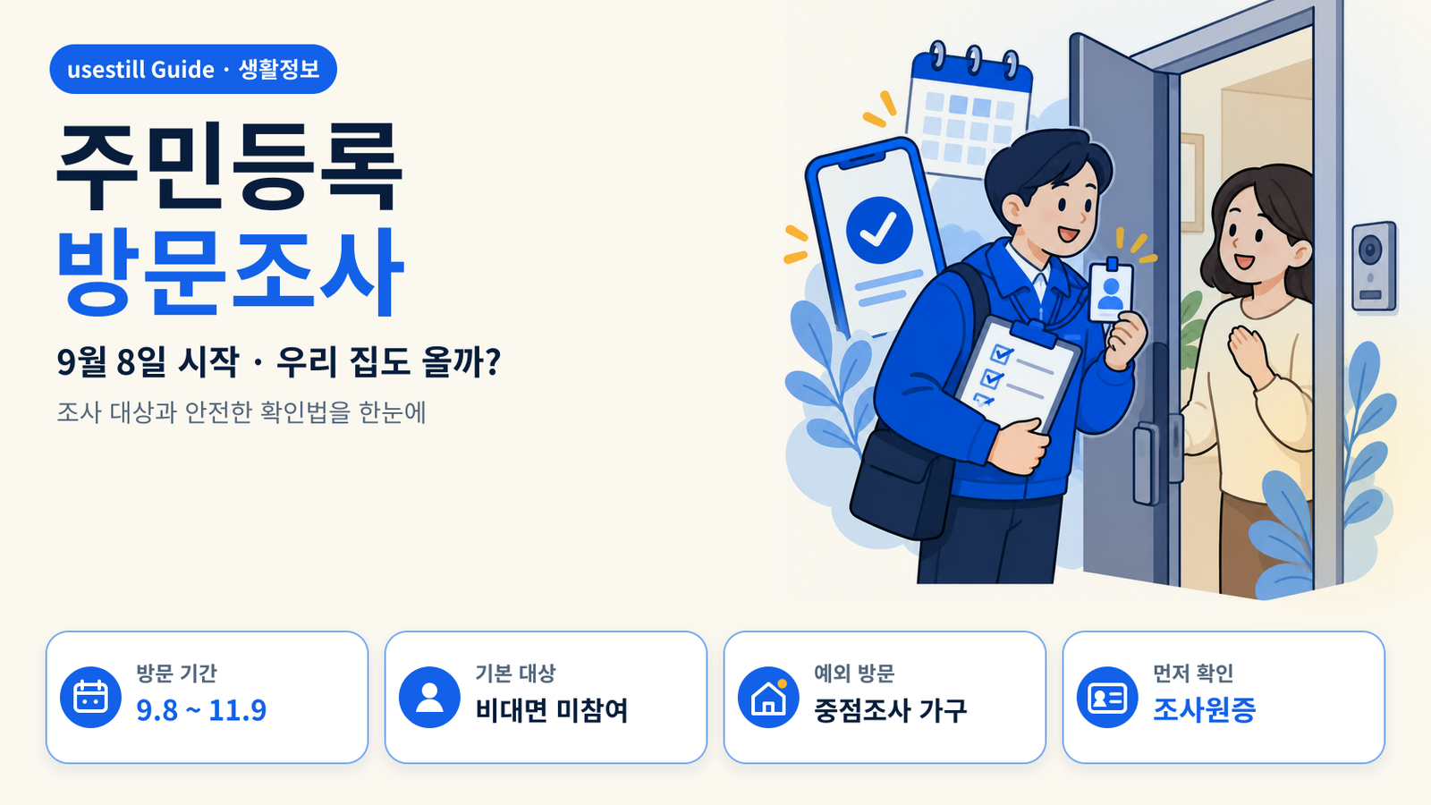 2026 주민등록 사실조사 방문조사 9월 8일 시작|우리 집에도 오나요?