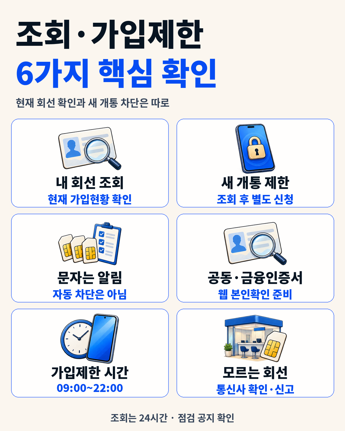 엠세이퍼 가입사실현황조회 및 신규 이동전화 가입제한 기능 비교